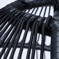 Merkloos Hangstoel Norway - Zwart Wicker & Touw Luxe Egg Hangstoel Met Dikke Antraciete Kussens Met Frame - Inklapbare Basket -Tuinmeubilair Verkoopwinkel 1200x1200 110