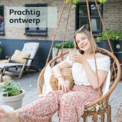 Vita5 Macramé Hangstoel - Voor Binnen En Buiten - Zonder Standaard - Incl. Kussen, Boekenvak En Beschermhoes - Tot 150kg - Bruin/Beige 15 Vita5 Macramé Hangstoel - Voor Binnen En Buiten - Zonder Standaard - Incl. Kussen, Boekenvak En Beschermhoes - Tot 150kg - Bruin/Beige -Tuinmeubilair Verkoopwinkel 1200x1200 115