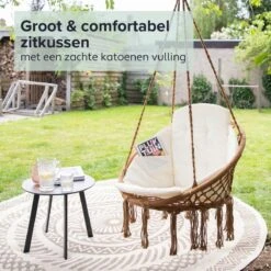 Vita5 Macramé Hangstoel - Voor Binnen En Buiten - Zonder Standaard - Incl. Kussen, Boekenvak En Beschermhoes - Tot 150kg - Bruin/Beige 17 Vita5 Macramé Hangstoel - Voor Binnen En Buiten - Zonder Standaard - Incl. Kussen, Boekenvak En Beschermhoes - Tot 150kg - Bruin/Beige -Tuinmeubilair Verkoopwinkel 1200x1200 117