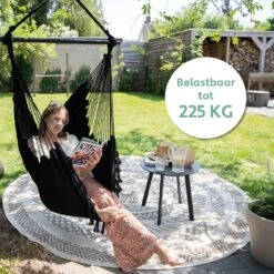 Vita5 XXL Hangstoel - Binnen&Buiten Hangnest - Incl. 2 Kussens En Boekenvak - Volwassenen&Kinderen - Hangmatstoel Tot 225kg - Zwart -Tuinmeubilair Verkoopwinkel 1200x1200 137