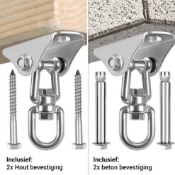 Ophangsysteem - Plafondhaak RVS - Ophanghaak TRX - Hangstoel Buiten - Hangstoel Binnen – Schommelstoel - Schommel - Bokszakken - RVS - 300kg -Tuinmeubilair Verkoopwinkel 1200x1200 146