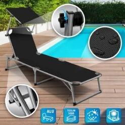 Sens Design Zonnebed - Ligbed Inklapbaar Met Zonneklep - Zwart -Tuinmeubilair Verkoopwinkel 1200x1200 165