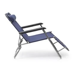 Relaxdays Ligstoel Inklapbaar - Ligbed Met Hoofdsteun - Strandstoel Verstelbaar - Camping - Donkerblauwe -Tuinmeubilair Verkoopwinkel 1200x1200 263