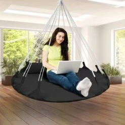 Hangnest Voor Binnen & Buiten. Met Groot En Dik Kussen Voor Volwassenen & Kinderen. Belastbaar Tot 125 Kg. VITA5 (Zwart) -Tuinmeubilair Verkoopwinkel 1200x1200 277