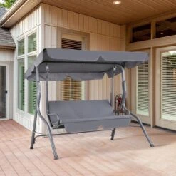 Merkloos Casaria Hollywood Schommel - Antraciet - Incl. Zonnekap -Tuinmeubilair Verkoopwinkel 1200x1200 299