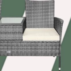 Casaria Polyrattan Tuinbank - Incl. Tafel & Kussens 7 Cm - Grijs -Tuinmeubilair Verkoopwinkel 1200x1200 324