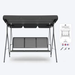 LifeGoods Schommelbank - 3-zits - Tot 250KG - Kantelbaar Dak - UV-bestendig Zonnescherm - 172x104x162cm - Grijs 16 LifeGoods Schommelbank - 3-zits - Tot 250KG - Kantelbaar Dak - UV-bestendig Zonnescherm - 172x104x162cm - Grijs -Tuinmeubilair Verkoopwinkel 1200x1200 421