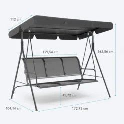LifeGoods Schommelbank - 3-zits - Tot 250KG - Kantelbaar Dak - UV-bestendig Zonnescherm - 172x104x162cm - Grijs 19 LifeGoods Schommelbank - 3-zits - Tot 250KG - Kantelbaar Dak - UV-bestendig Zonnescherm - 172x104x162cm - Grijs -Tuinmeubilair Verkoopwinkel 1200x1200 424