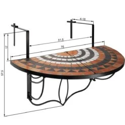Tectake - Balkontafel Mozaïek Klapbaar - 402774 -Tuinmeubilair Verkoopwinkel 1200x1200 451
