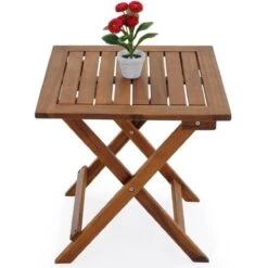Merkloos EezyLife Houten Bijzettafel - 46x46x46cm - Acacia Hout - Tuintafel -Tuinmeubilair Verkoopwinkel 1200x1200 469