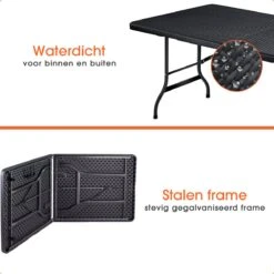 Lenx Klaptafel - Inklapbare Tafel - Opvouwbare Tuintafel - Vouwtafel - Inclusief Handvat En 2 Tafelkleden - 180x75x74cm - 6 Tot 8 Personen -Tuinmeubilair Verkoopwinkel 1200x1200 481