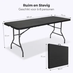 LifeGoods Klaptafel - Inklapbaar - 180 Cm - 6 Tot 8 Personen - Zwart -Tuinmeubilair Verkoopwinkel 1200x1200 494
