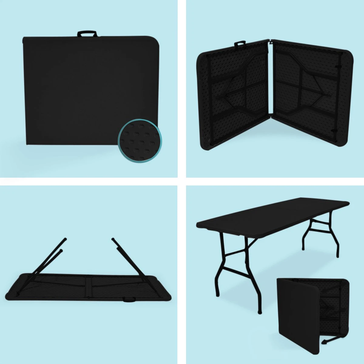 LifeGoods Klaptafel - Inklapbaar - 70x180cm - Verstelbare Vouwtafel - Weerbestendig - Zwart 6 LifeGoods Klaptafel - Inklapbaar - 70x180cm - Verstelbare Vouwtafel - Weerbestendig - Zwart - Afbeelding 6