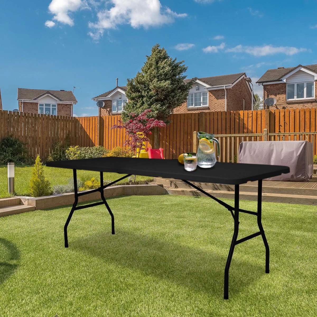 LifeGoods Klaptafel - Inklapbaar - 70x180cm - Verstelbare Vouwtafel - Weerbestendig - Zwart 9 LifeGoods Klaptafel - Inklapbaar - 70x180cm - Verstelbare Vouwtafel - Weerbestendig - Zwart - Afbeelding 9