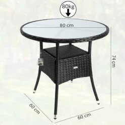 Casaria Polyrattan Bijzettafel 80cm Rond - 5mm Veiligheidsglas – Zwart 10 Casaria Polyrattan Bijzettafel 80cm Rond - 5mm Veiligheidsglas – Zwart -Tuinmeubilair Verkoopwinkel 1200x1200 519