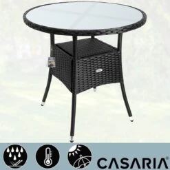 Casaria Polyrattan Bijzettafel 80cm Rond - 5mm Veiligheidsglas – Zwart 12 Casaria Polyrattan Bijzettafel 80cm Rond - 5mm Veiligheidsglas – Zwart -Tuinmeubilair Verkoopwinkel 1200x1200 521