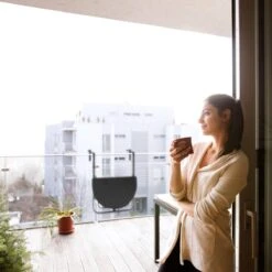 Relaxdays Balkontafel Inklapbaar, Balkon Tafel Rotan, Hangtafel Reling - Zwart -Tuinmeubilair Verkoopwinkel 1200x1200 526