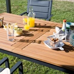 NATERIAL - Uitschuifbare Tuintafel ORIS - Uitschuifbare Tafel Voor 6 Tot 8 Personen - 180-240x100 Cm - Aluminium - Hout Eucalyptus -Tuinmeubilair Verkoopwinkel 1200x1200 542