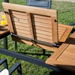 NATERIAL - Uitschuifbare Tuintafel ORIS - Uitschuifbare Tafel Voor 6 Tot 8 Personen - 180-240x100 Cm - Aluminium - Hout Eucalyptus -Tuinmeubilair Verkoopwinkel 1200x1200 544