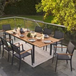 NATERIAL - Uitschuifbare Tuintafel ORIS - Uitschuifbare Tafel Voor 6 Tot 8 Personen - 180-240x100 Cm - Aluminium - Hout Eucalyptus -Tuinmeubilair Verkoopwinkel 1200x1200 545