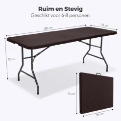 LifeGoods Klaptafel - Inklapbaar - 180 Cm - 6 Tot 8 Personen - Bruin 13 LifeGoods Klaptafel - Inklapbaar - 180 Cm - 6 Tot 8 Personen - Bruin -Tuinmeubilair Verkoopwinkel 1200x1200 570