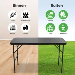 LifeGoods Klaptafel - Inklapbaar - 120 Cm - 4 Personen - Zwart -Tuinmeubilair Verkoopwinkel 1200x1200 578