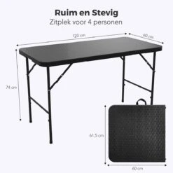 LifeGoods Klaptafel - Inklapbaar - 120 Cm - 4 Personen - Zwart -Tuinmeubilair Verkoopwinkel 1200x1200 579
