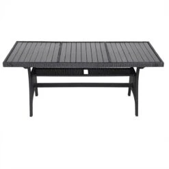 Casaria Polyrattan Tuintafel - WPC Tafelblad 190x90x74 Cm – Zwart -Tuinmeubilair Verkoopwinkel 1200x1200 587