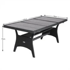 Casaria Polyrattan Tuintafel - WPC Tafelblad 190x90x74 Cm – Zwart -Tuinmeubilair Verkoopwinkel 1200x1200 590