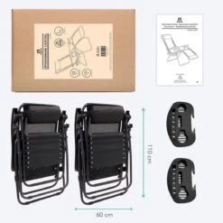 LifeGoods Opvouwbare Tuinstoelen - Verstelbaar Zonnescherm - 2 Stuks - 30°-90° Verstelbaar - Metaal - Zwart -Tuinmeubilair Verkoopwinkel 1200x1200 64