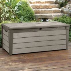 Keter Brushwood Opbergbox - Kussenbox - 455L - 145x69,7x60,3cm - Taupe -Tuinmeubilair Verkoopwinkel 1200x1200 653