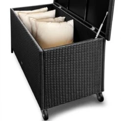 Casaria Wicker Opbergbox - Waterdicht 121,5cm Met Wielen - Grijs -Tuinmeubilair Verkoopwinkel 1200x1200 662