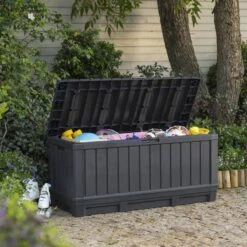 Keter Kentwood Opbergbox - 128x53.6x59 Cm - 350 L - Grafiet -Tuinmeubilair Verkoopwinkel 1200x1200 675