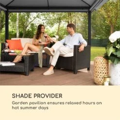 Blumfeldt Grandezza Cortina Tuinpaviljoen , 6 X6 Cm Stalen Frame Met Poedercoating , Overdekt Oppervlak Van 3 X 4 Meter , Polyester -Tuinmeubilair Verkoopwinkel 1200x1200 686