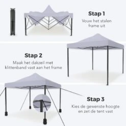 LifeGoods Partytent - 3x3 M - Easy Up - Opvouwbaar - Waterdicht - Draagtas Met Wieltjes - Donkergrijs -Tuinmeubilair Verkoopwinkel 1200x1200 711