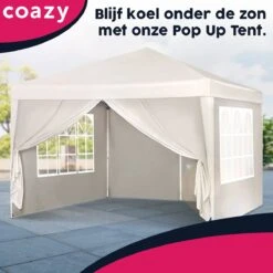 Waterdichte Partytent 3x3 Meter Opvouwbaar Met Zijwanden- Paviljoen Met Zijpanelen - Easy Up - Pop-up Tent Met Haringen, Touw En Anti Slip Poten -Tuinmeubilair Verkoopwinkel 1200x1200 725