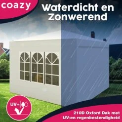 Waterdichte Partytent 3x3 Meter Opvouwbaar Met Zijwanden- Paviljoen Met Zijpanelen - Easy Up - Pop-up Tent Met Haringen, Touw En Anti Slip Poten -Tuinmeubilair Verkoopwinkel 1200x1200 729