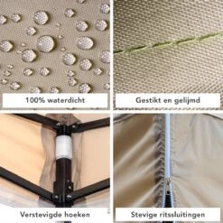 LifeGoods Partytent - 3x3 M - Zijwanden - Easy Up - Opvouwbaar - Waterdicht - Draagtas Met Wieltjes - Beige -Tuinmeubilair Verkoopwinkel 1200x1200 764