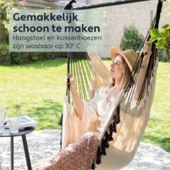 Vita5 XXL Hangstoel | Binnen&Buiten Hangnest | Incl. 2 Kussens En Boekenvak | Volwassenen&Kinderen | Hangmatstoel Tot 225kg | Beige -Tuinmeubilair Verkoopwinkel 1200x1200 78