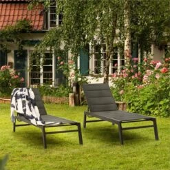 Blumfeldt Renazzo Lounge Ligstoel - Ligbed Voor De Tuin - Aluminium Tuinstoel - 6 Standen - Waterafstotend - Bekleding Van 70 % Pvc En 30 % Polyetheen - Zwart -Tuinmeubilair Verkoopwinkel 1200x1200 83