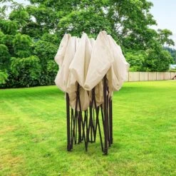 LifeGoods Partytent - 3x3 M - Easy Up - Opvouwbaar - Waterdicht - Draagtas Met Wieltjes - Beige -Tuinmeubilair Verkoopwinkel 1200x1200 842