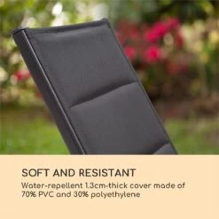 Blumfeldt Renazzo Lounge Ligstoel - Ligbed Voor De Tuin - Aluminium Tuinstoel - 6 Standen - Waterafstotend - Bekleding Van 70 % Pvc En 30 % Polyetheen - Zwart -Tuinmeubilair Verkoopwinkel 1200x1200 85