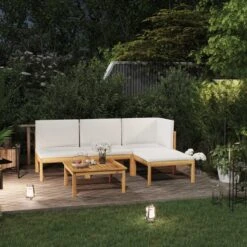 Decoways - 5-delige Loungeset Met Kussens Massief Acaciahout Crèmekleurig -Tuinmeubilair Verkoopwinkel 1200x1200 907