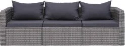 VidaXL 3-delige Loungeset Met Kussens Poly Rattan Grijs -Tuinmeubilair Verkoopwinkel 1200x442