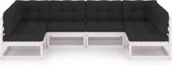 Decoways - 6-delige Loungeset Met Kussens Massief Grenenhout Wit -Tuinmeubilair Verkoopwinkel 1200x457