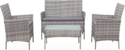 Alice's Garden Loungeset Moltès - 4 Plaatsen - Wicker - Kleine Set - Tinten Grijs/grijs -Tuinmeubilair Verkoopwinkel 1200x484