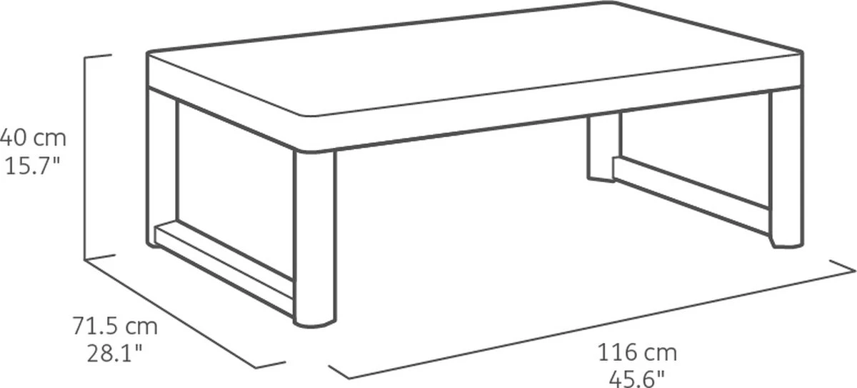 Allibert Lyon Tuintafel - 116x71,5x66/40 Cm - Grafiet 7 Allibert Lyon Tuintafel - 116x71,5x66/40 Cm - Grafiet - Afbeelding 7