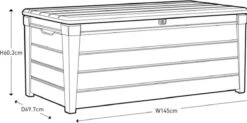 Keter Brightwood Opbergbox - 455L - 145x69,7x60,3 Cm - Grafiet -Tuinmeubilair Verkoopwinkel 1200x598