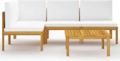 Decoways - 5-delige Loungeset Met Kussens Massief Acaciahout Crèmekleurig -Tuinmeubilair Verkoopwinkel 1200x614