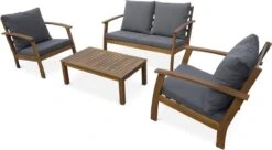 Houten Loungeset 4 Plaatsen - Ushuaïa - Grijs Kussens, Bank, Fauteuils En Lage Tafel Van Acacia, Design -Tuinmeubilair Verkoopwinkel 1200x659 3